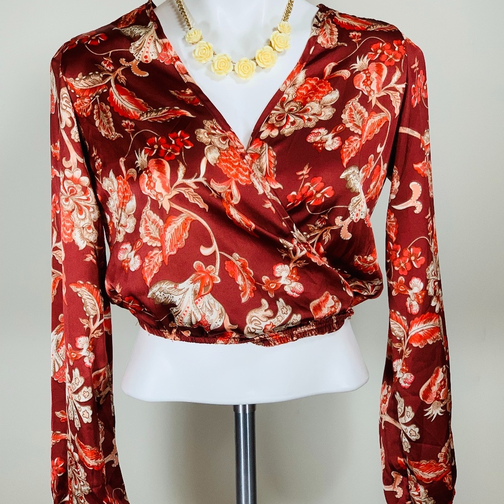 Silk-like Cross Over Crop Top NWT